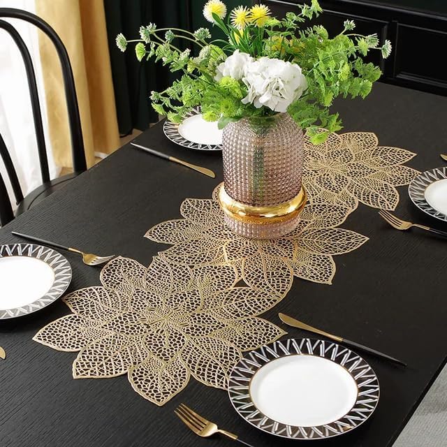 Table Runner for 6 Seater Dining Table, Easy to Clean ,Non-Slip ,Heat Resistant, Waterproof Runner for Centre Table, Elegant Dining Room Decor, Durable and Stylish Table Accessory(Gold 92*32cm)-image-34