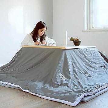 Japanese Kotatsu Heater Table Kotatsu Table Kotatsu Blanket 4pcs/Heater+Blanket+Pad+Table, Solid Wood Low Table in Living Room Warm Gift for Family
