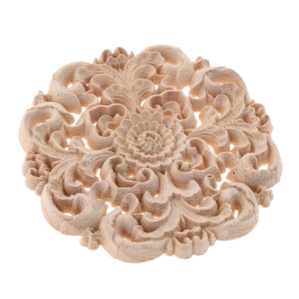 European Style Wood Round Carved Appligue For Furniture Decoration Size S