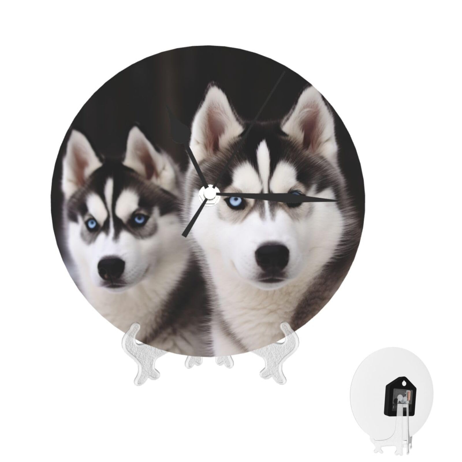 Grande horloge analogique Husky décorative de 25,4 cm ronde pour bureau