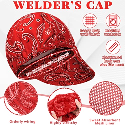 4 Pcs Welding Caps Welding Hats For Men Women Welder's Cap Flame Resistant Welding Helmet Liners Welding Accessories (Brilliant Paisley) #TOP6