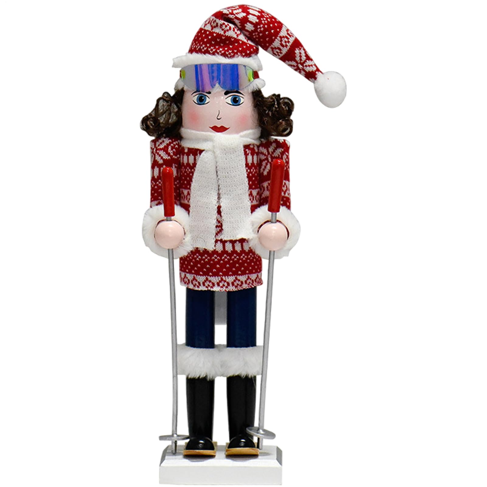 Casse-noisette de ski en bois figurine artisanale de collection