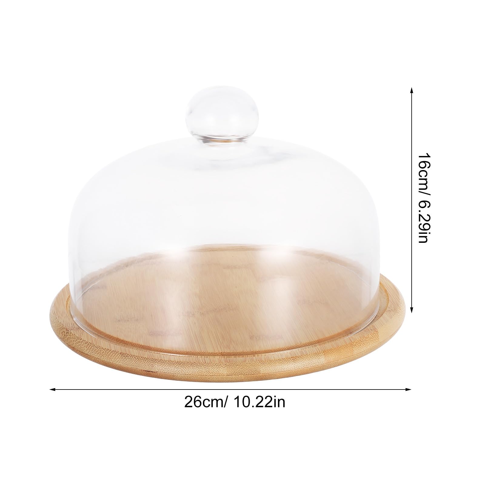 Elegante soporte para tartas con cubierta de cúpula de grado alimenticio y bandeja de madera, perfecta exhibición de pastelería para cafeterías, hoteles y eventos, elegante presentación de postres