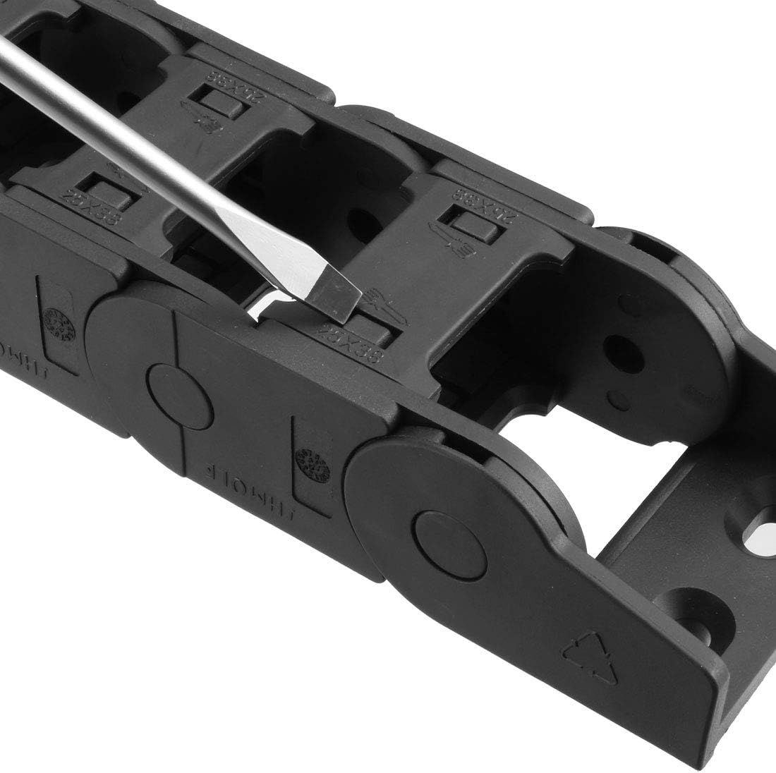 uxcell Drag Chain Cable Carrier Open Type with End Connectors R55 25X38mm 1 Meter Plastic for Electrical CNC Router Machines
