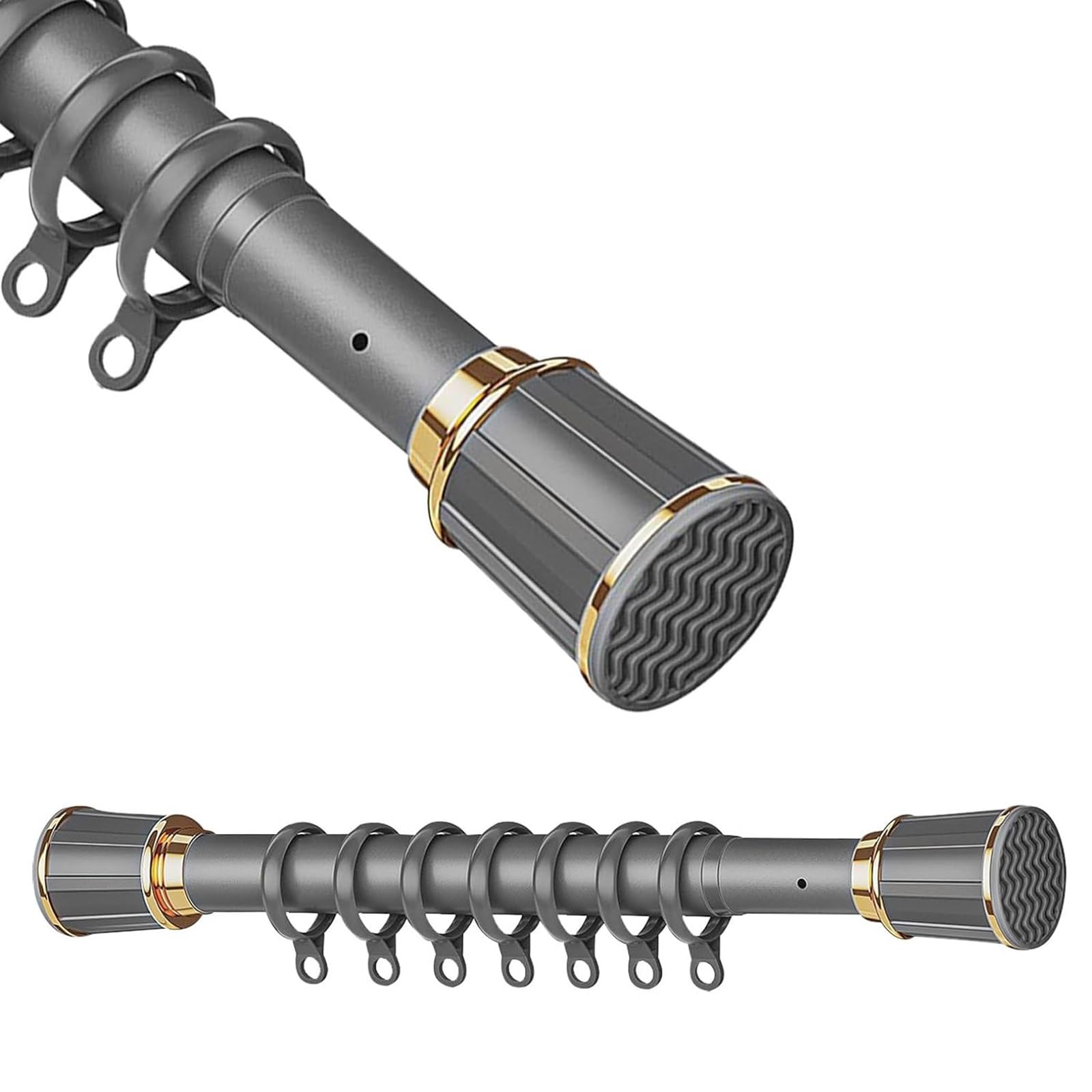 WQPMNYG Adjustable Shower Curtain Rod, 3m Diameter, No Drill, Rustproof Steel, Non-Slip, for, Cabinets, Doors, Grey, 110-190cm (43-74in)
