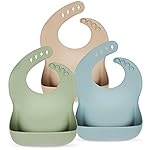 Eascrozn Silicone Baby Bibs for Boys Girls, 3 Pack Soft Adjustable Silicone Bibs for Babies Toddlers, BPA Free, Waterproof Bibs for Baby Eating Essentials Baby Gifts