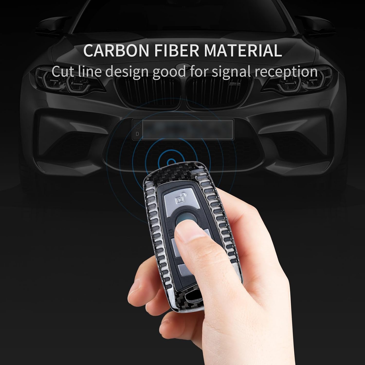 T-carbon Premium Carbon Fiber Key Fob Cover Compatible with BMW Key Fob Case High Gloss Finish Key Case Cover Luxury Carbon Fiber Compatible with BMW 1 2 3 4 5 6 7 Series, X3 X4 M5 M6 GT4 GT5,Black