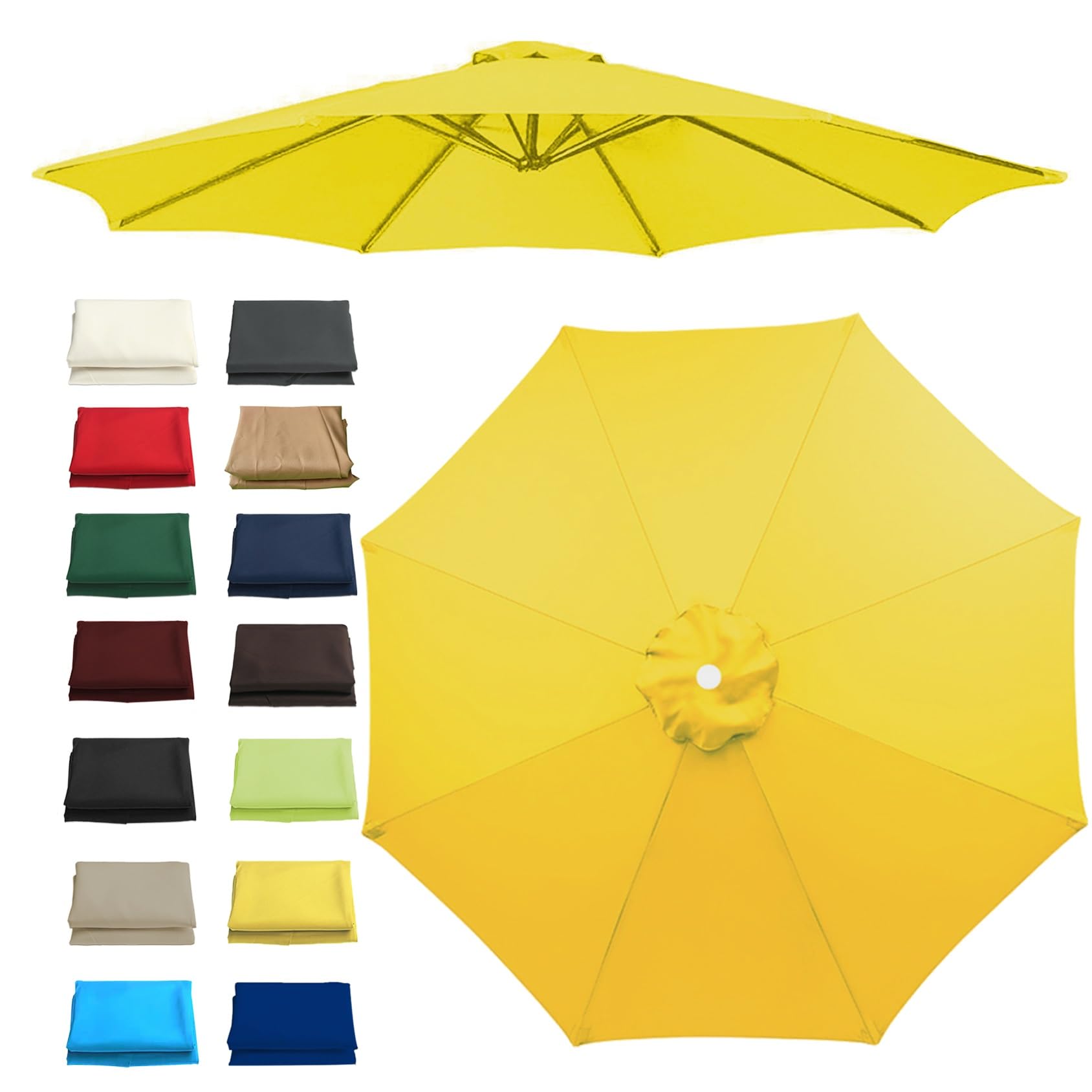Canopy Cover - Patio Umbrella Replacement Canopy - 200cm/2.7m/300cm | 6 Arms/8 Arms - Sun Umbrella Replacement Cloth Cantilever Parasol Top Fabric Cover Sunshade Cloth(Color:Yellow,Size:8 ribs-3m(9.8f