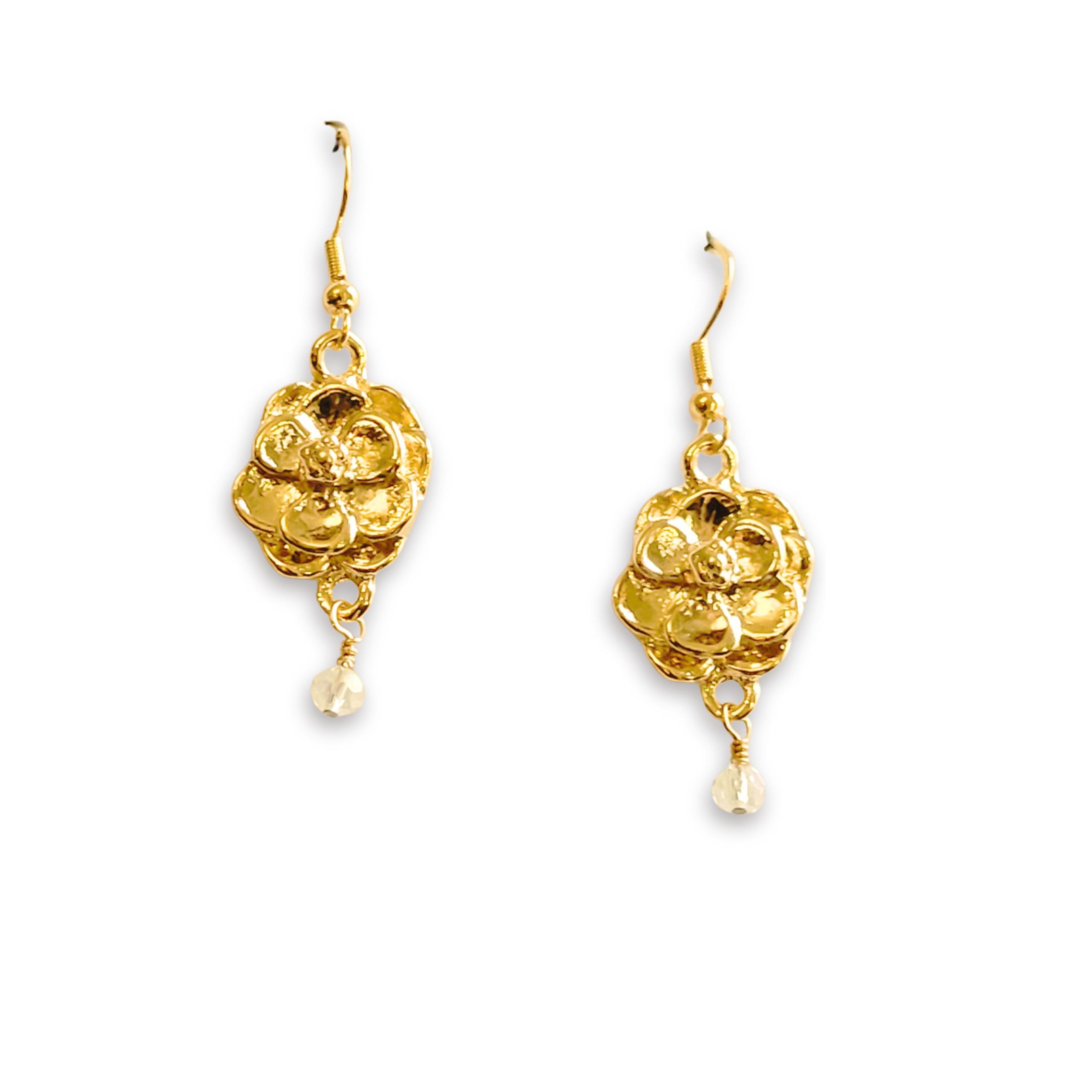 Pewter Magnolia Flower Earrings - Gift Packaged with "You are Made Strong" Steel Magnolias Story Card -Handcrafted in USA