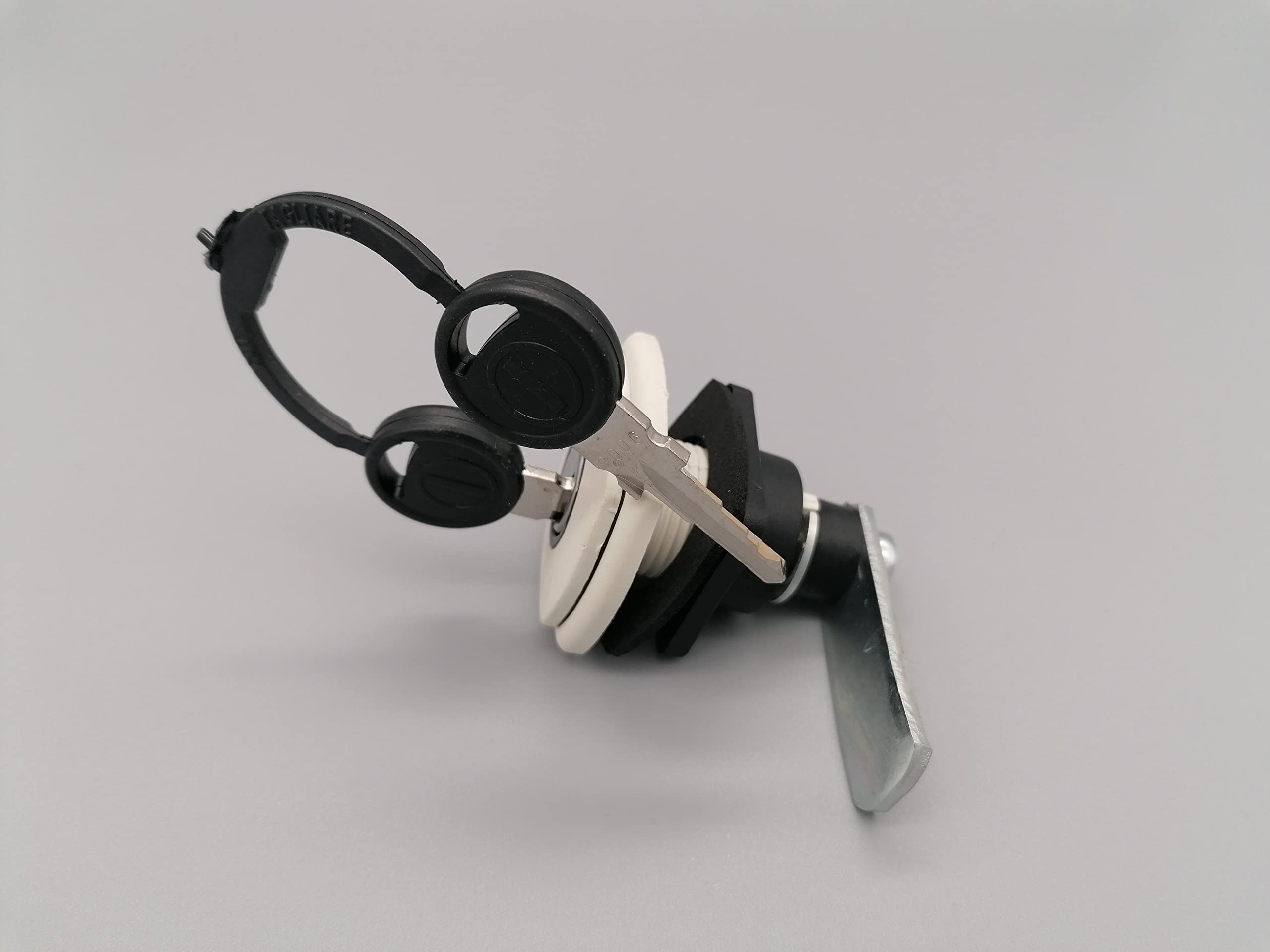 CR-MOESANCO® Cerradura Cuadrada Blanca para Maletero de Gas y Baúl Caravana y Autocaravana (Espesor:35 mm) con 2 Llaves
