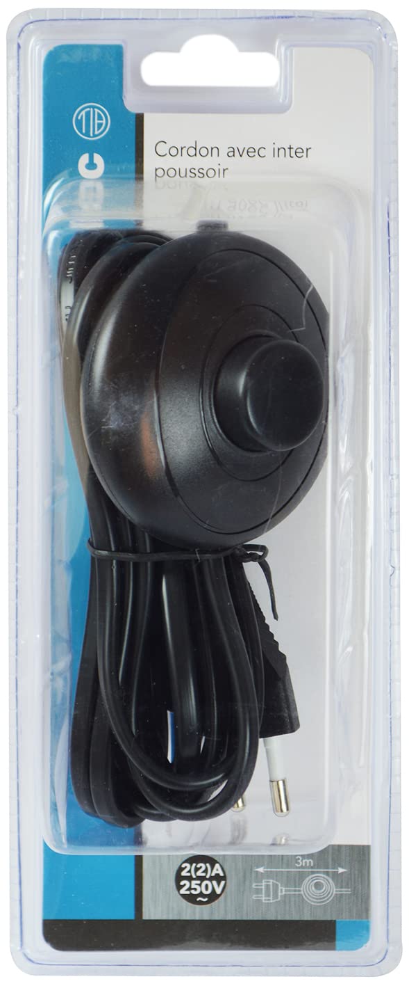 Cordon électrique Blanc 3m équipé Interrupteur à Pied Et Fiche - 500 W