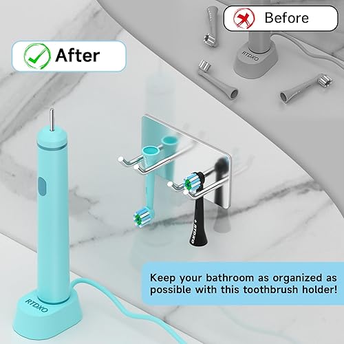 Miniatura 7 de Soporte para cepillo de dientes montado en la pared, soporte para cabezal de cepillo de dientes eléctrico SUS304 de acero inoxidable para baño,