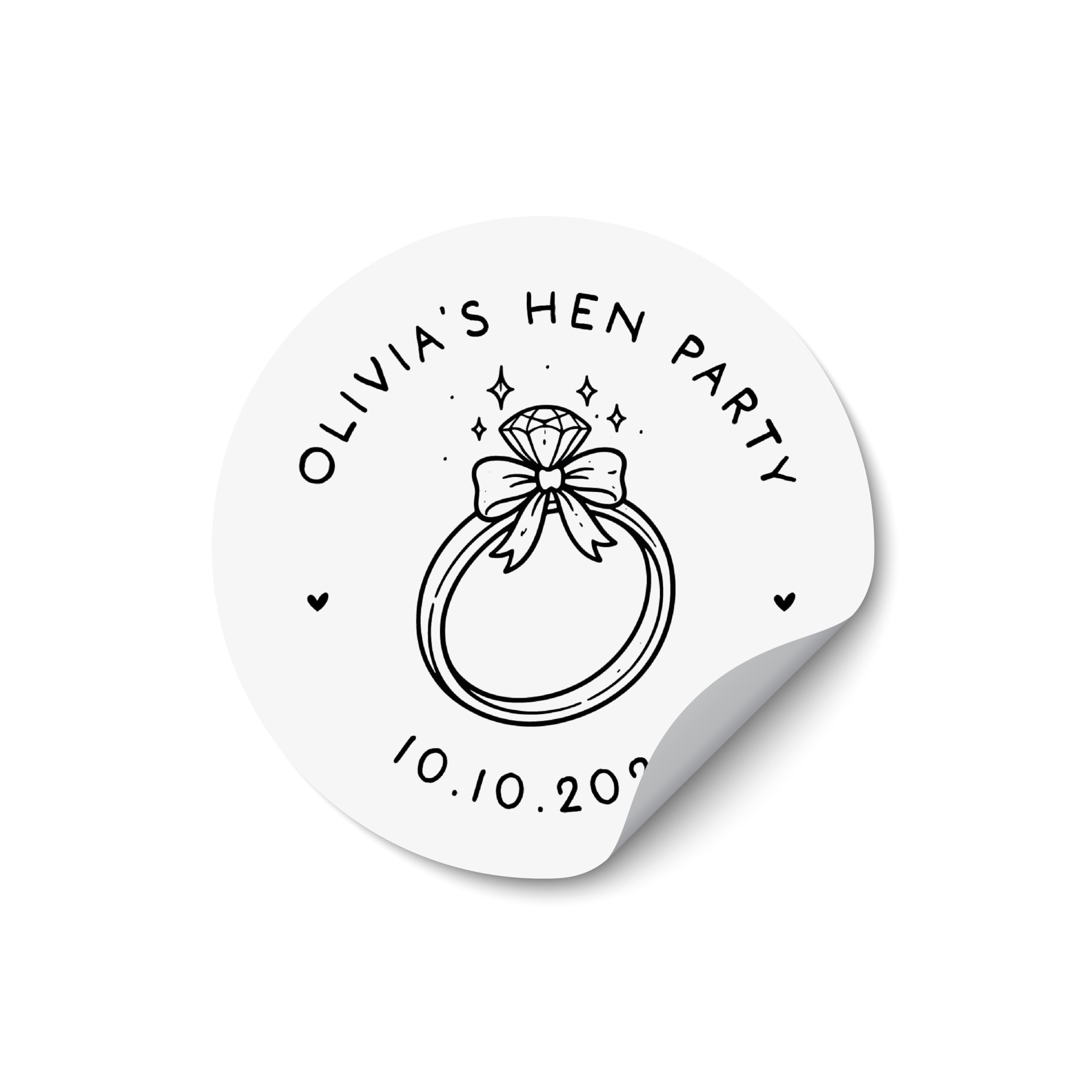 Personalised Hen Party Name Stickers UK, Clear Round Labels, Small Hen Do Favour Stickers, Thank You Party Labels - HEN14