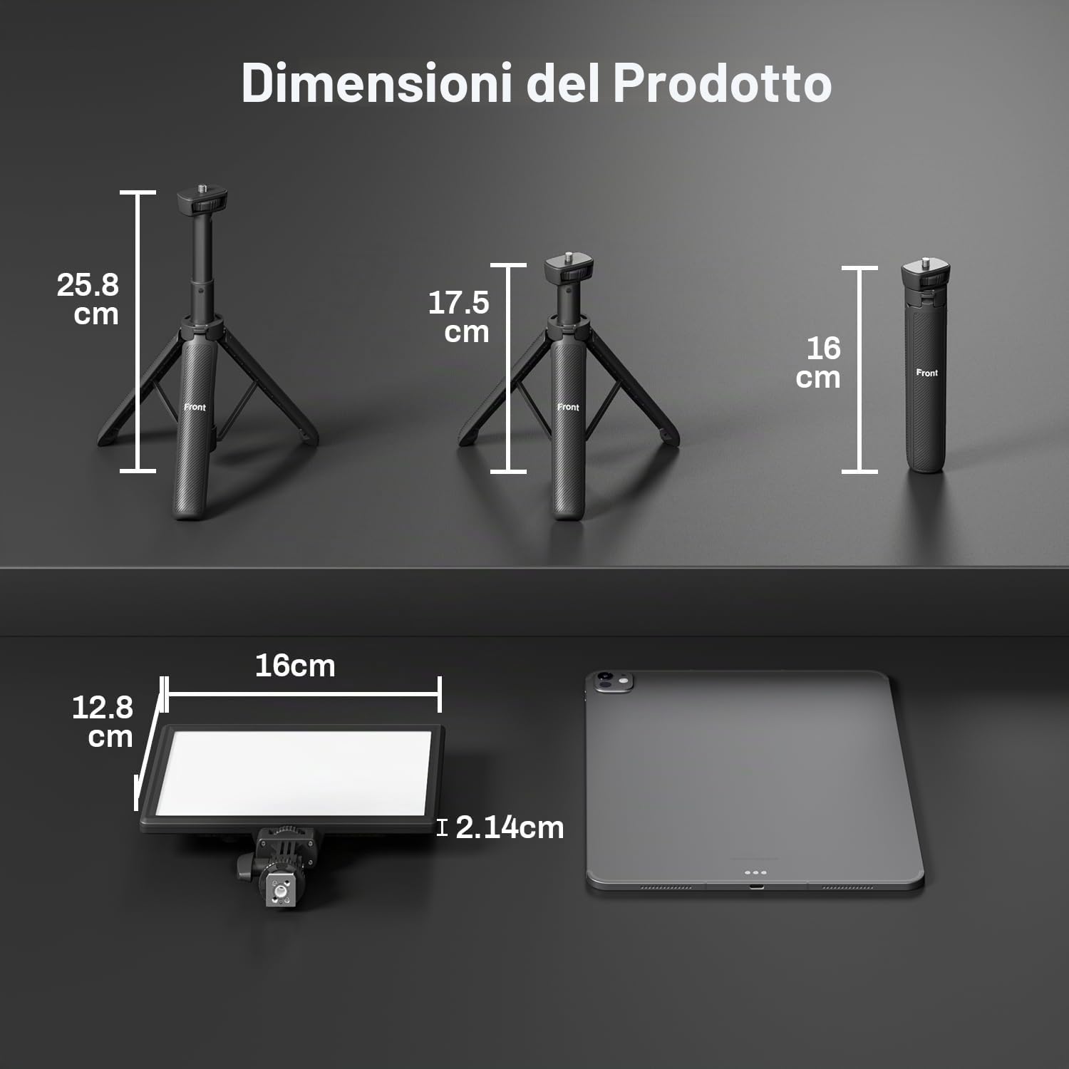 RALENO Luce per video a LED, Luci fotografiche video a LED con 4000 mAh, 95 CRI+ 600Lux, regolabile 2500K-6500K, con treppiede per YouTube, vlogging, video conferenze e illuminazione da studio