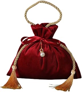 Fofetbfo 10 PCS Wine Red Drawstrings Velvet Gift Bags Flannel Gift Bags with Drawstring and Tassels Jewelry Velvet Pouches Wedding Candy Bags for Rings Crystals Gems, 6.3 x 5.9 Inch