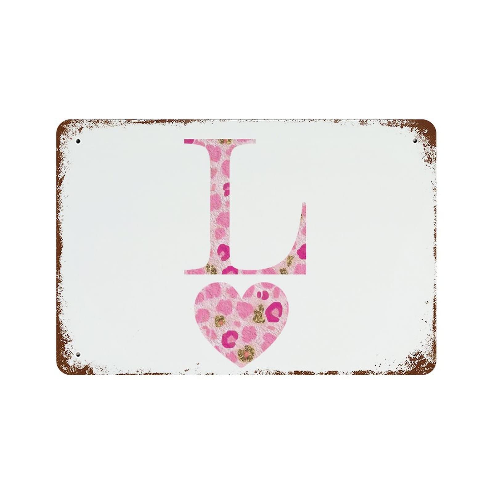 Cadeau de mariage personnalisé cœur avec initiale L panneau rétro chic 30,5 x 45,7 cm