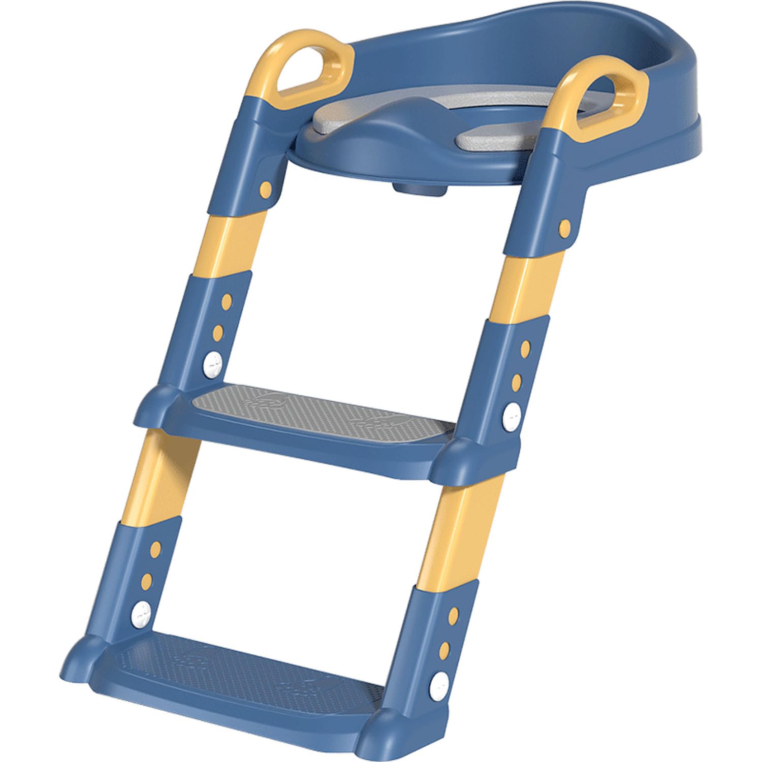 Taylor & Brown Adjustable Potty Ladder Seat for Toilet Training with Steps, Handle & Soft Cushion Anti-Slip Stool for Toddlers & Children Unisex Foldable & Easy Assembly Splash Guard Included (Blue)