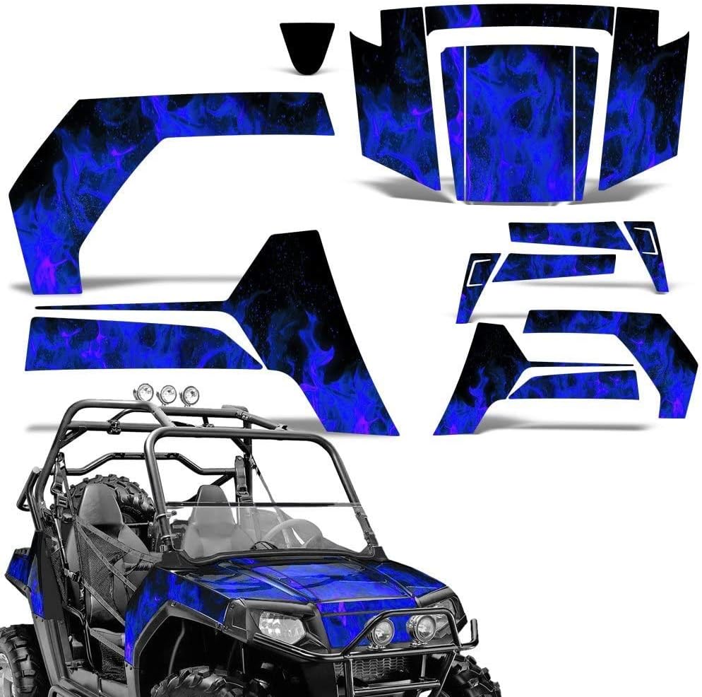 UTV Graphics kit Sticker Decal Compatible with Polaris RZR 800 2006-2010 - Flames Blue