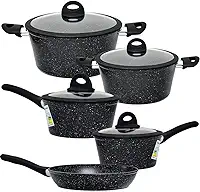 Jogo de Panelas de Indução Antiaderente Cerâmica Viena Full Black 5 peças - Casambiente (Preto)