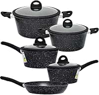 Jogo de Panelas de Indução Antiaderente Cerâmica Viena Full Black 5 peças - Casambiente (Preto)