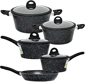 Jogo de Panelas de Indução Antiaderente Cerâmica Viena Full Black 5 peças - Casambiente (Preto)