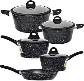 Jogo de Panelas de Indução Antiaderente Cerâmica Viena Full Black 5 peças - Casambiente (Preto)