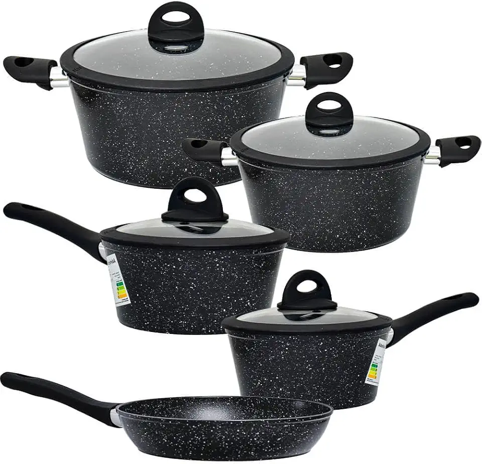 Jogo de Panelas de Indução Antiaderente Cerâmica Viena Full Black 5 peças - Casambiente (Preto)