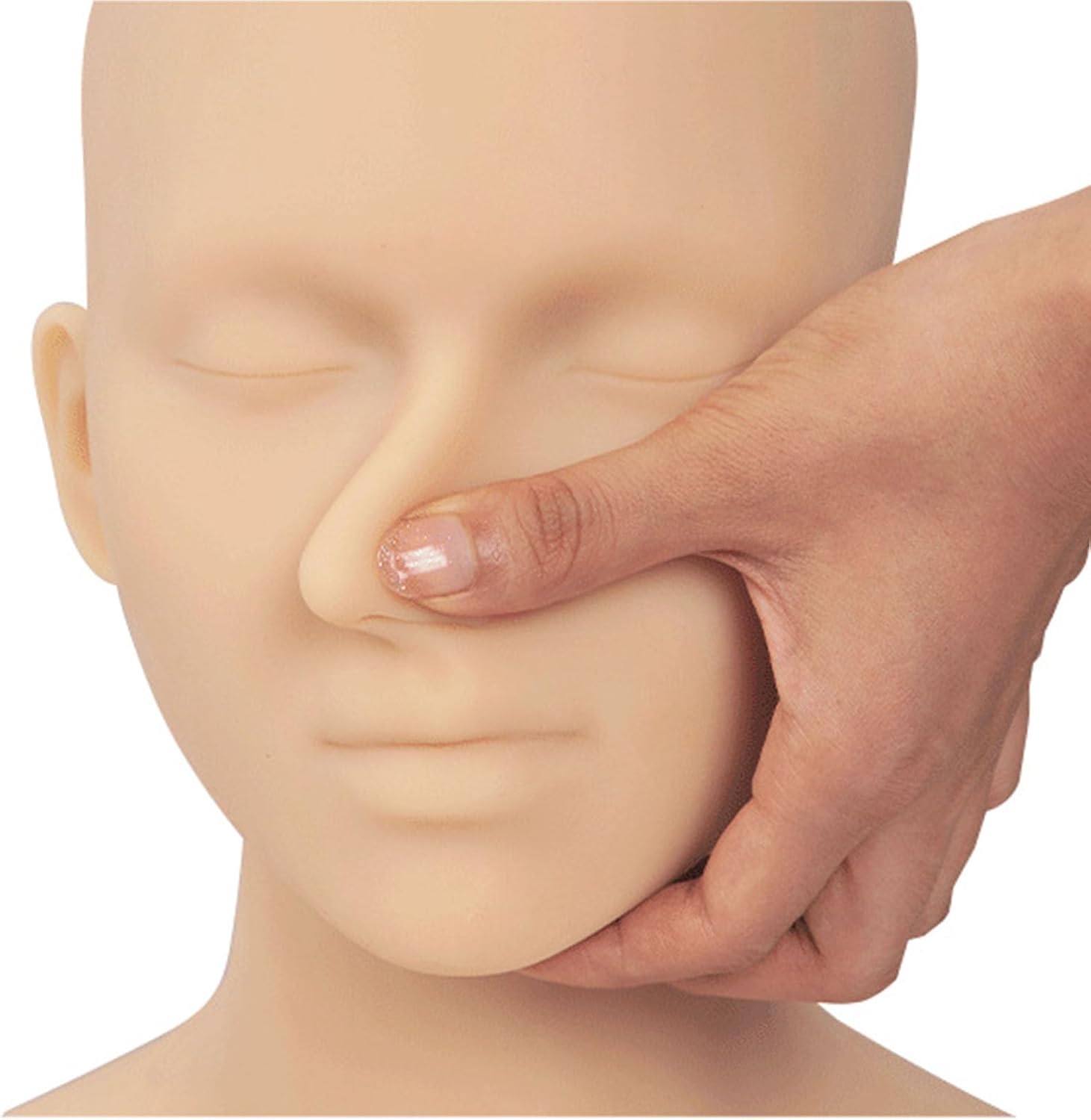 Multi Function Makeup Practice Model, Esthetics Soft Mannequin Head with Shoulders, Massage Practice Head Model Wig Hat Display Facial,Flesh