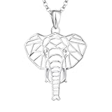 Women Elephant Necklace&comma;925 Sterling Silver Lucky Animal Amulet Pendant Necklace