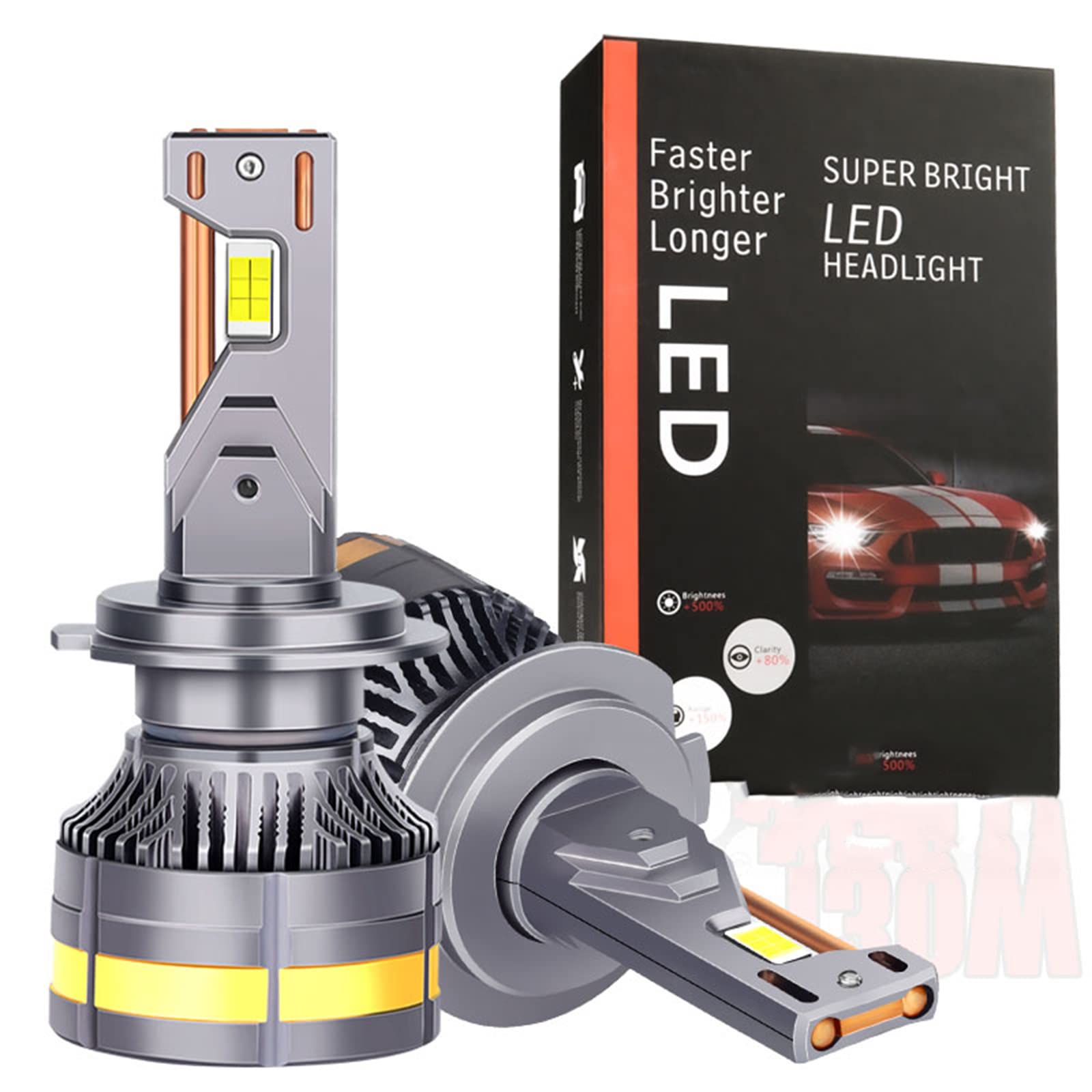 Bombillas LED Para Faros Delanteros, 600% De Brillo Bombilla LED De Temperatura De Tres Colores, Kit De Bombillas Para Faros Delanteros De Repuesto Plug-And-Play, Paquete De 2,H1