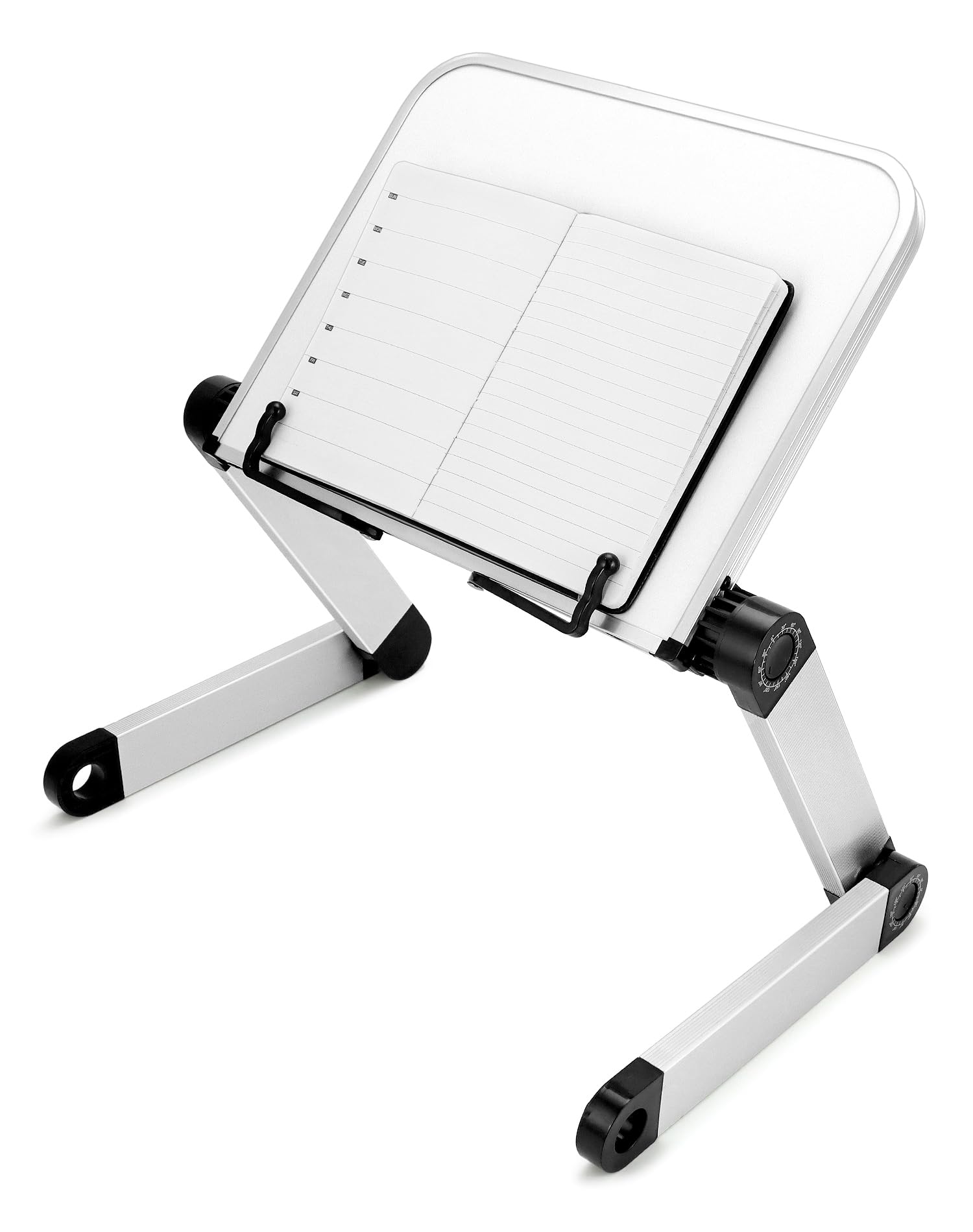 QWORK® Soporte para Libros Ajustable, Soporte de Lectura de aleación de Aluminio, Soporte para Libros de Cocina, Plegable, Blanco