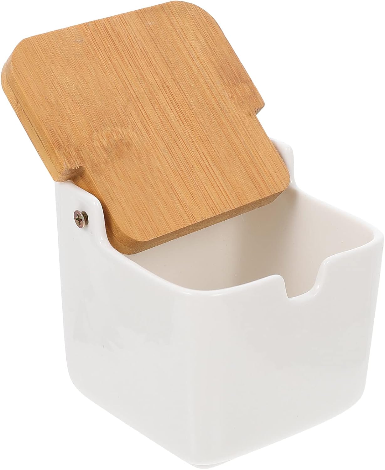 Seasoning Box Condiment Pots Ceramic Condiments Container Condiment Jars for Salt Sugar Cruet (Color : White, Size : 20X10X9.5CM)
