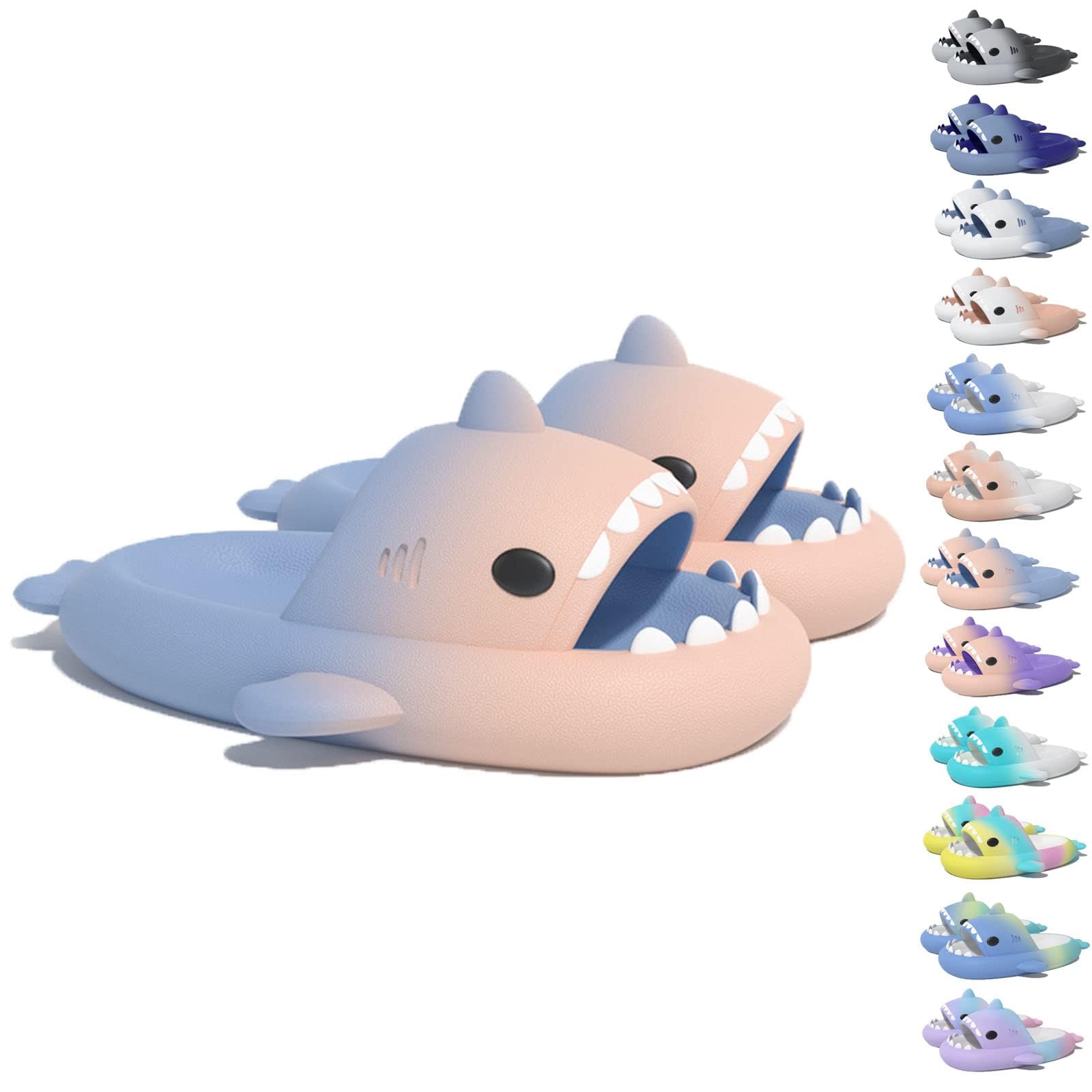 LELEBEAR Kids Sharky Chanclas,Kids Shark Slides,Summer Cloud Shark Slippers Non-Slip Open Toe Sandals