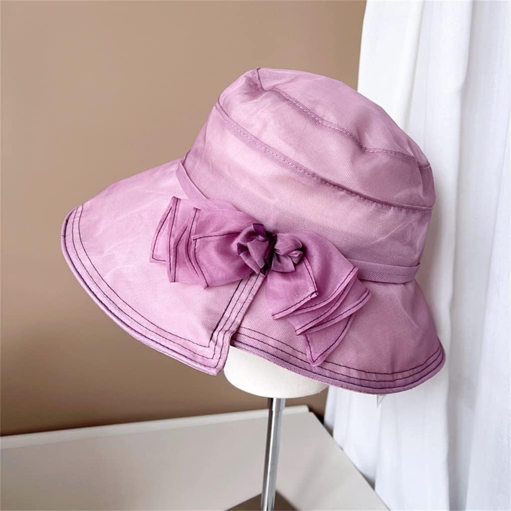 MZDM Bowknot Silk Fisherman Hat Women's Summer Silk Hat Irregular Brim Basin Hat (Color : E, Size : 56-58cm) : Clothing, Shoes & Jewelry