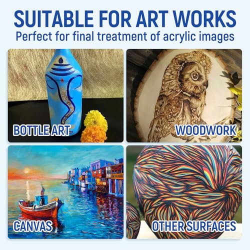 Gloss Varnish for Acrylic Painting, Artist\'s Acrylic Varnish Kit, Non-Yellowing, Non-Toxic, Anti-Crazing, High Gloss Finish for Artwork, Acrylics Paint, Suitable for Pro Artists, Hobby Painter