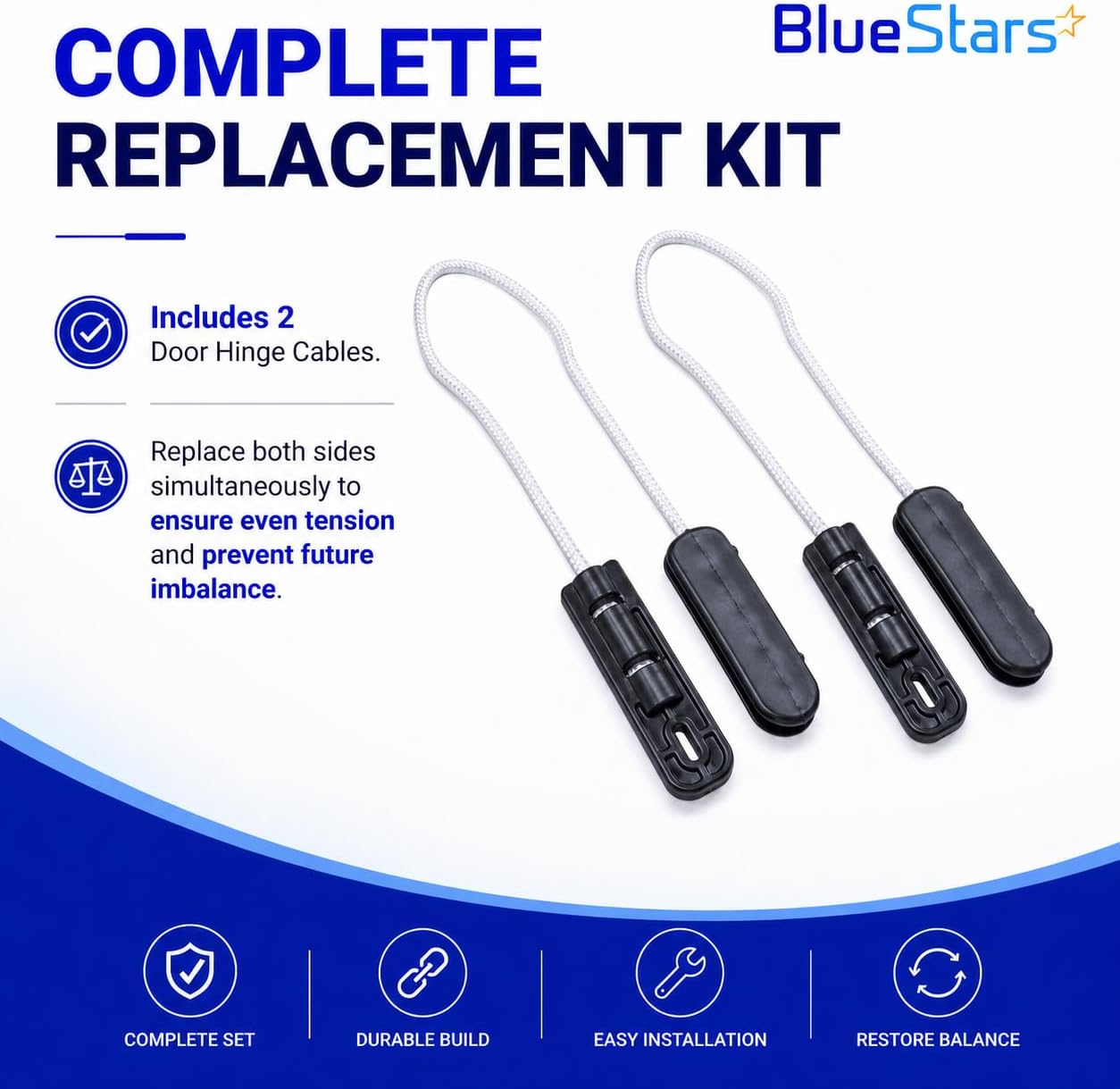 BlueStars 4933DD3001B Dishwasher Door Hinge Cable Assembly Replacement Parts - Compatible for LG Dishwashers - Replaces 4933DD3001A PS3524406 AP4511304 - Pack of 2