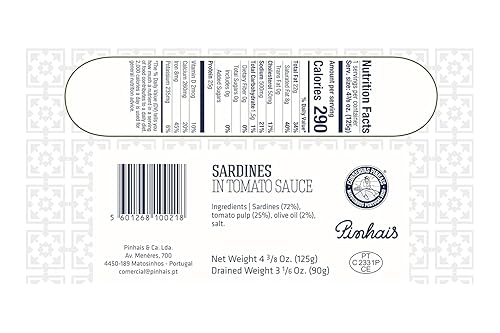 Miniatura 2 de Pinhais Sardinas enlatadas en salsa de tomate, 4.4 oz (paquete de 4)