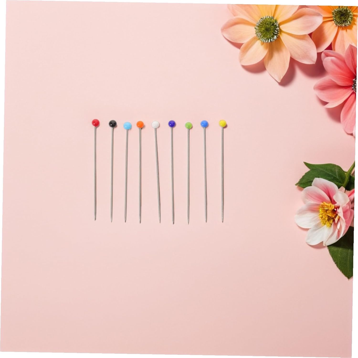 1000pcs Straight Head Pins with Colorful Glass Heads for Quilting Sewing Fabric and Dressmaking DIY Craft Tool in Compact Storage Box