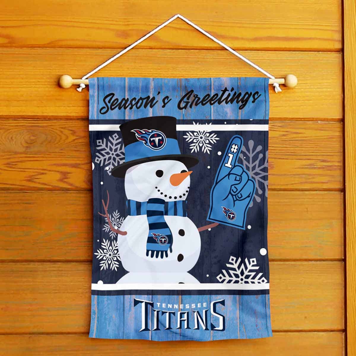 Tennessee Titans Holiday Snow Garden Flag - Double Sided Winter Banner For Yard & Porch Decor