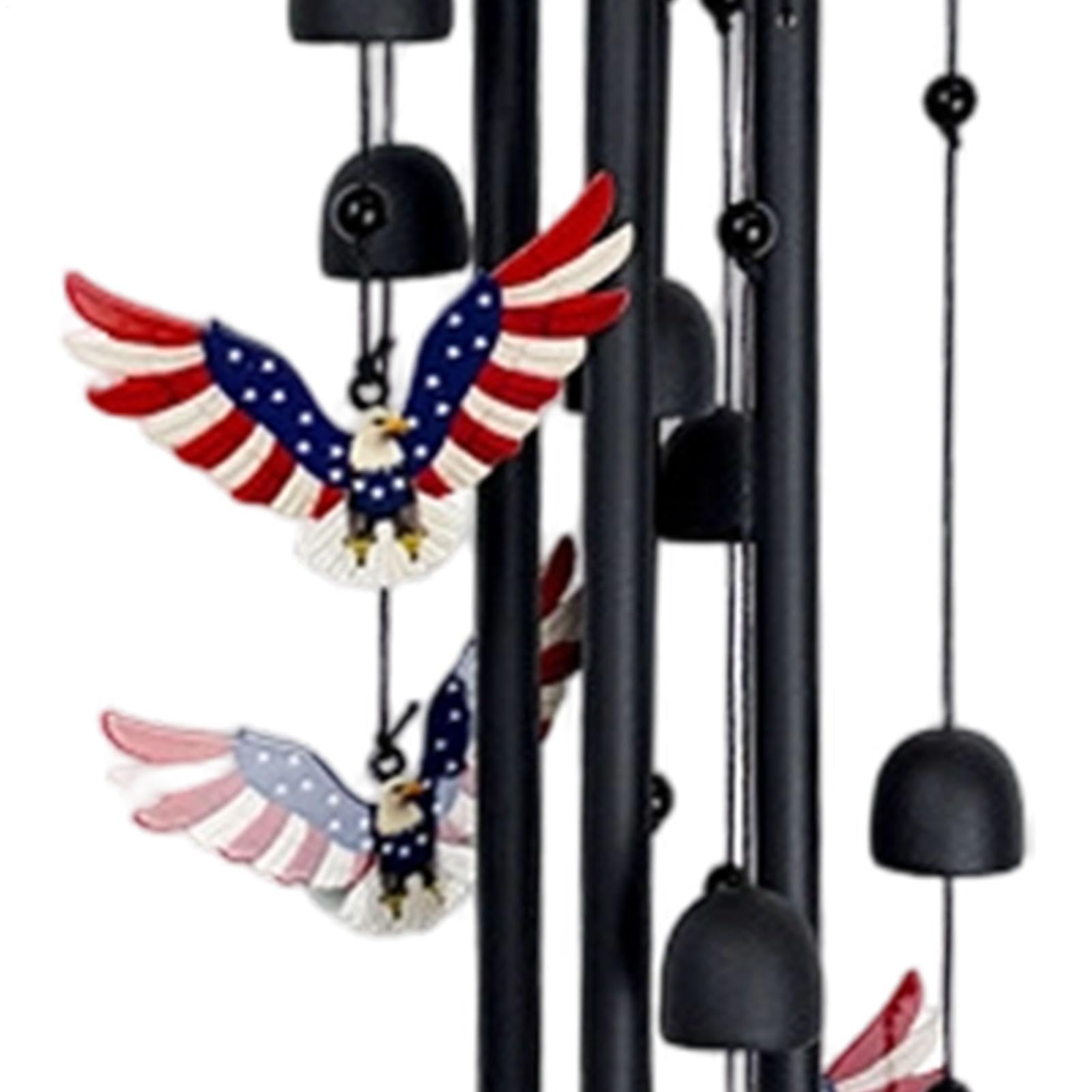 Campanilla De Viento Retro Patriótico Con Campanillas | Carillón de viento águila decoración exterior Para Jardín Alero Porche Balcón Patio Trasero Valla Propietarios Familia