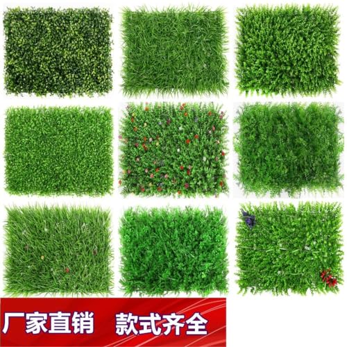 Decoración de pared de planta simulada y césped falso en panel de plástico interior 4