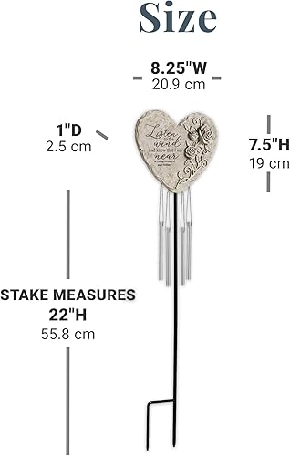 Miniatura 5 de Let's Make Memories Campana de viento personalizada de los susurros conmemorativos en el jardín, corazón, regalo de condolencias personalizadas,