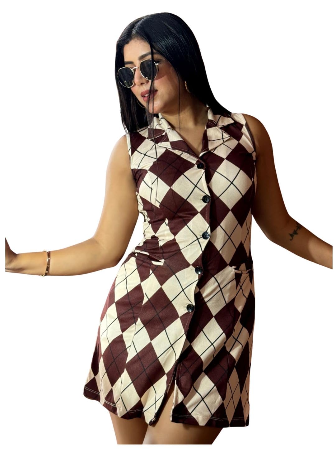 Women's Fit and Flare Multicolor Cotton Blend Dress Sleeveless Dress for Womens Soft & Breathable & Comfortable Outfits for Office, Casual, Festive & Party (11294)-image-37