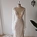 Sorayan Luxury Lace Flare Sleeves Mermaid Wedding Dress Boho Beach Sexy Deep V Open Back Bridal Gowns (8,Champagne Lining)