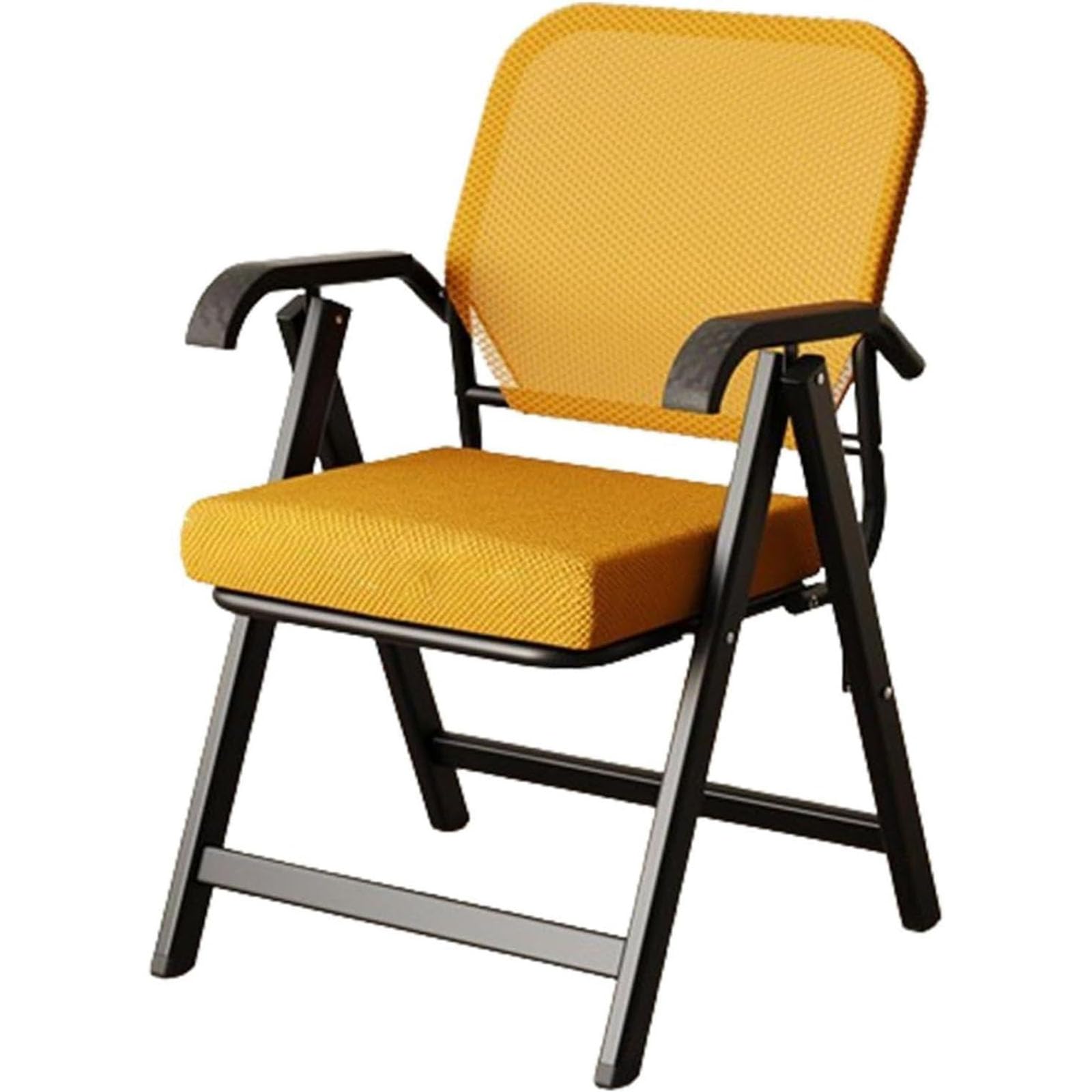 DLLDQBD Upholstered Folding Chair, Ergonomic Office Chair, Comfortable Dining Chair, with Backrest and Arms, Home Office Desk Chair(Color:Orange)