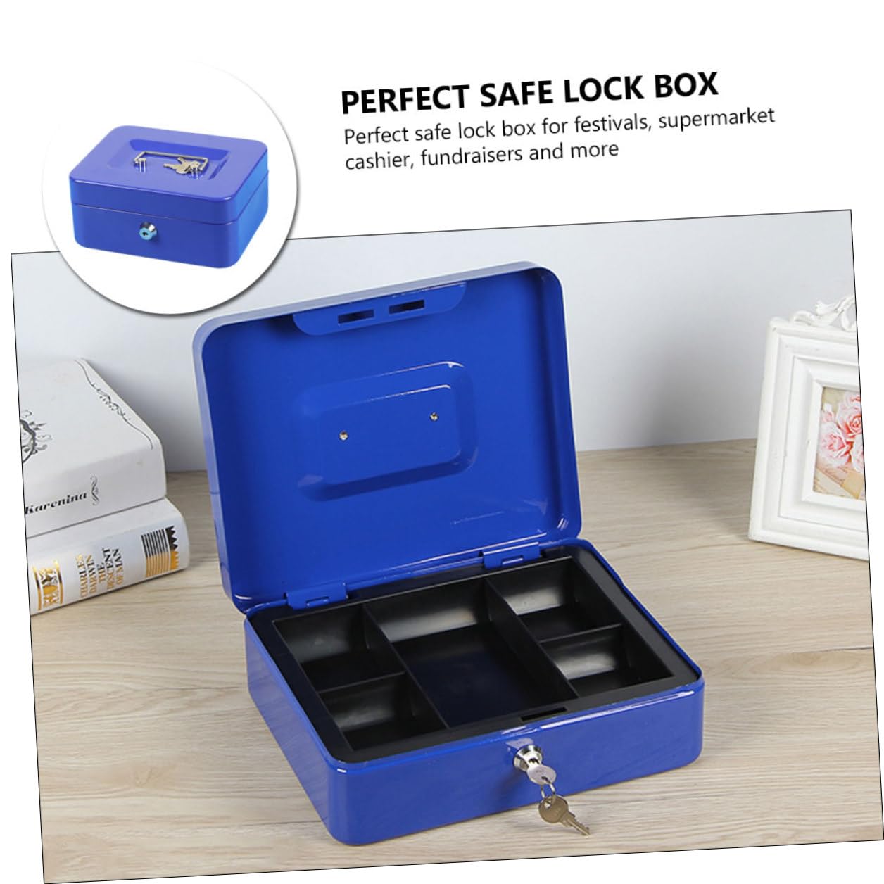 Boîte à Monnaie en Métal avec Serrure à Clé, Portable Double Couche