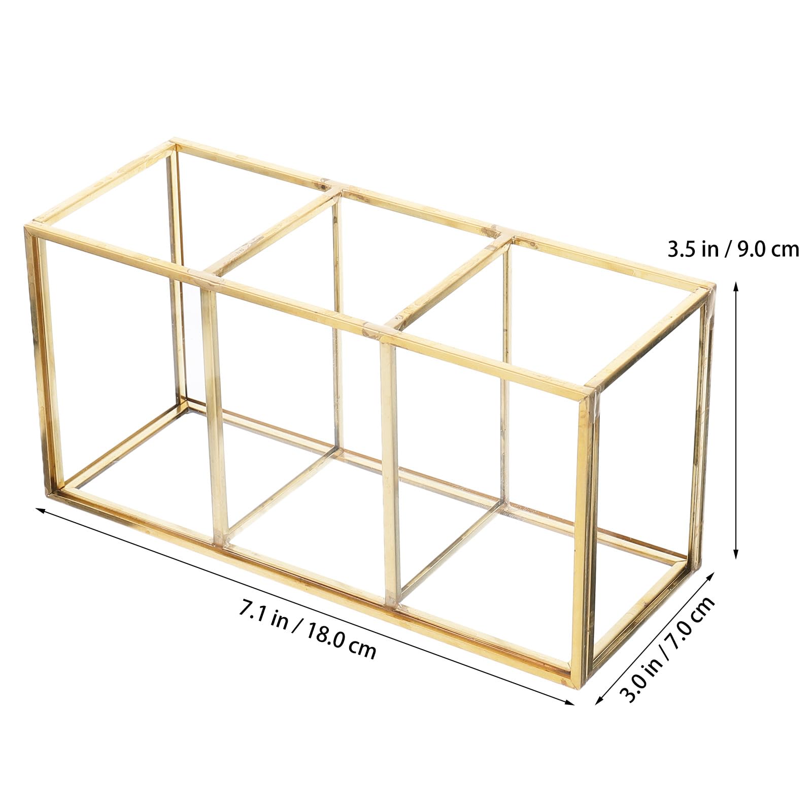 SOLUSTRE Kosmetikaufbewahrungsbox mit Legierung in Gold Stabil und Leicht zu Reinigen Elegantes Design aus Glas für Make Up und Schmuck dem Schminktisch