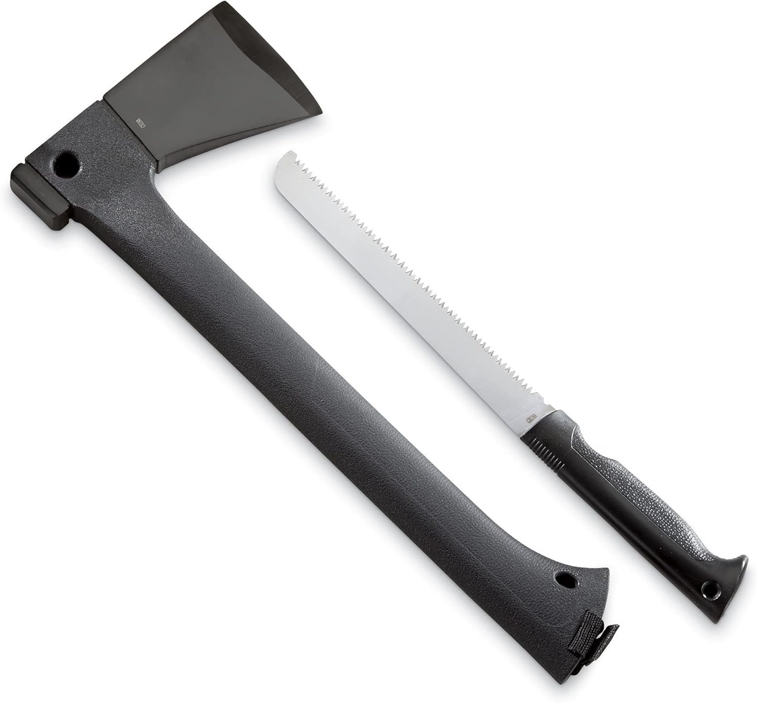 HQ ISSUE 14" Survival Hand Axe with Sheath and Portable Camp Saw, Multi-Tool Set for Outdoor Camping, Hiking, Emergency Survival Situations : Sports & Outdoors