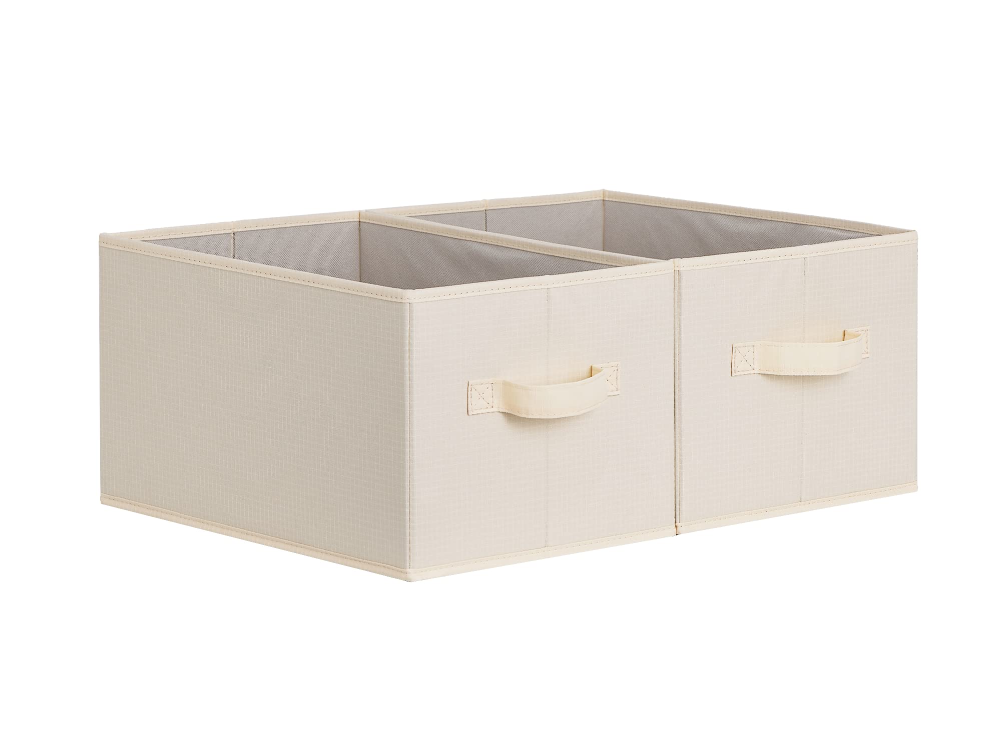 Labcosi Cloth Storage Baskets for Shelves, Rectangle Baskets with Handles, Closet Storage Bins, Gift Basket, Beige, 2-Pack