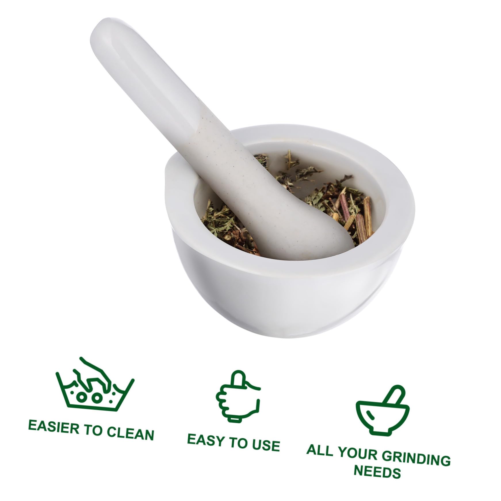 ULTECHNOVO Mortier en Porcelaine 60mm Blanc Pilon – Kit de Broyage pour Épices, Compléments Alimentaires et Pilules – 2 Pièces, Ustensile Cuisine Pratique pour Laboratoire et Usage